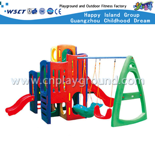 Small Plastic Slide with Swing Toddler Playground Equipment(M11-09105)
