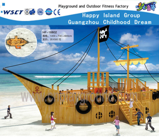  Outdoor Wooden Ship Adventure Playground with Slide (HF-16802)