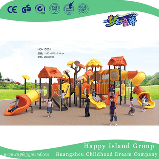 Outdoor Large Tree House Galvanized Steel Playground Equipment for Children with Clock Decoration (HG-10301)