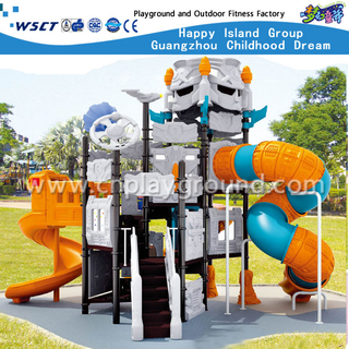 Selling Well Outdoor Children Robot Galvanized Steel Playground with Plastic Slide Equipment (HA-06401) 