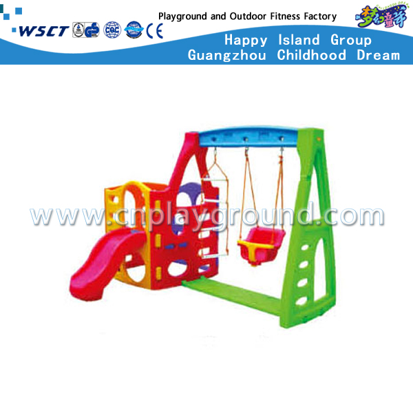 Outdoor Plastic Toys Small Playground with Slide and Swing Equipment