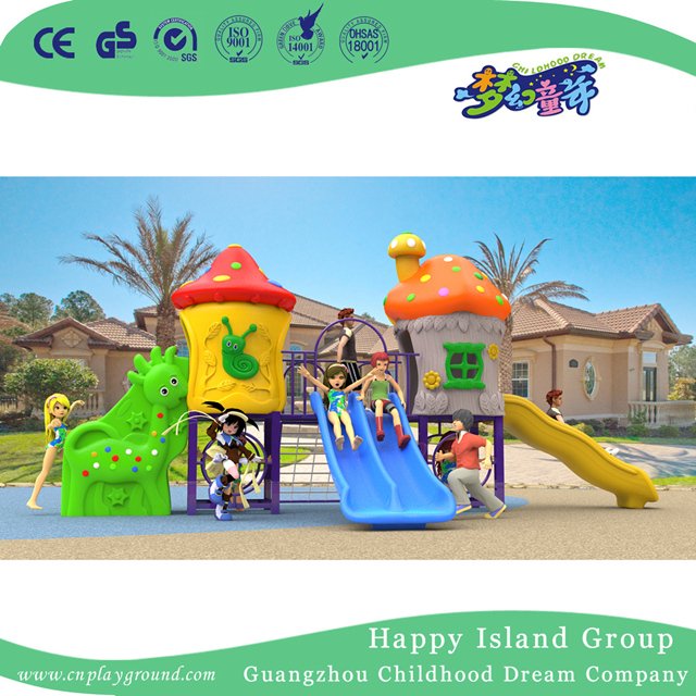  New Design Outdoor Small Mushroom House Playground with Combination Slide (H17-A4)